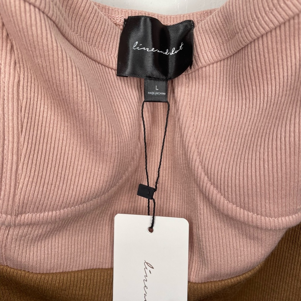 Line & Dot Maggie Dress Midi Corset Bodycon Sz Large Pink Brown Blush Combo NWT - Picture 7 of 8